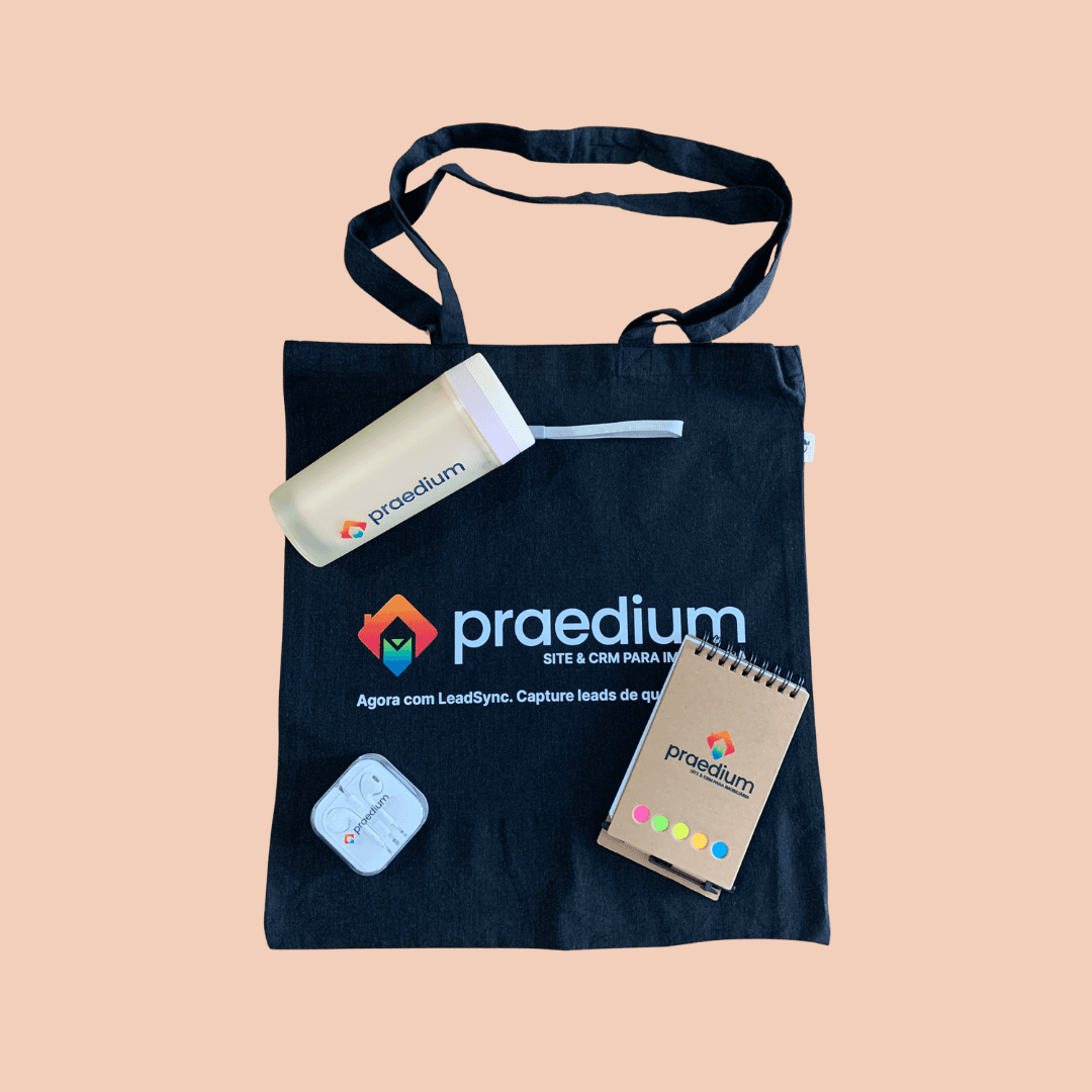 Kit de brindes personalizados para a Praedium