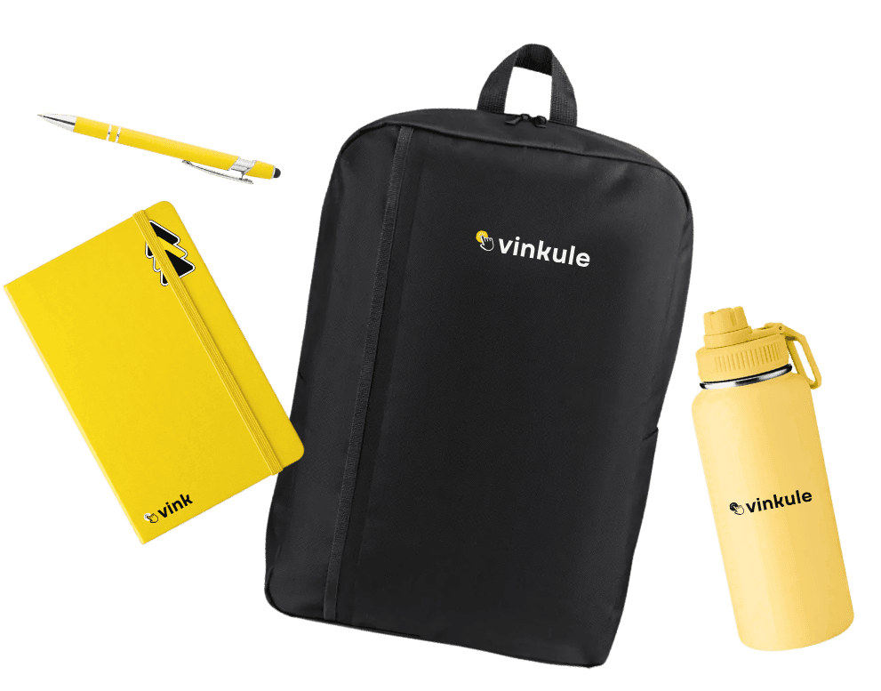 Kit de onboarding personalizado com produtos com a marca da empresa